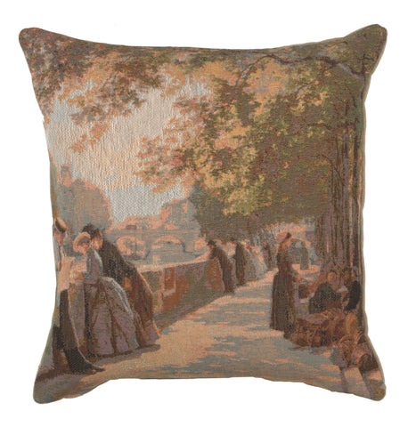 Bank of the River Seine II French Tapestry Cushion