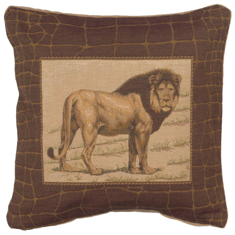 Savannah Lion French Tapestry Cushion