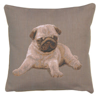Puppy Pug Grey French Tapestry Cushion