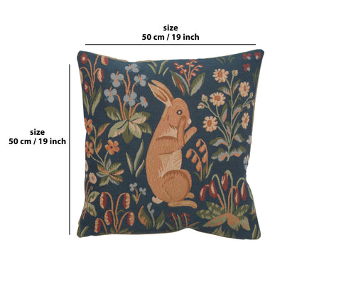 Medieval Rabbit Upright French Tapestry Cushion