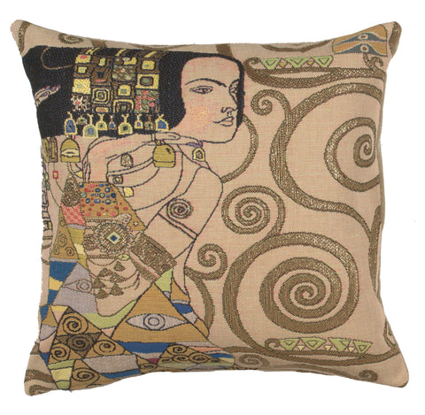 L'Attente - Klimt Jour French Tapestry Cushion by Gustav Klimt