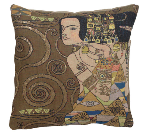 Klimt Nuit - L'Attente French Tapestry Cushion by Gustav Klimt