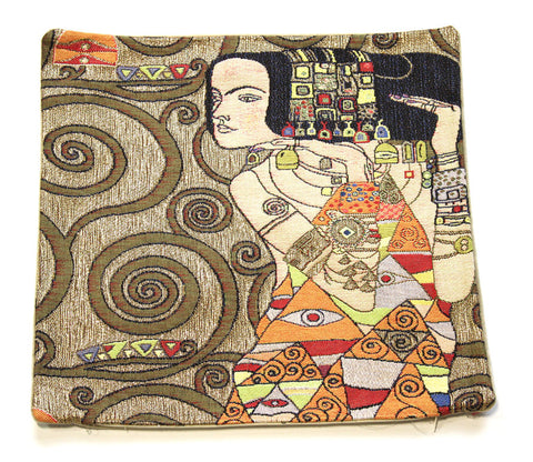 Klimt Or - L'Attente French Tapestry Cushion by Gustav Klimt
