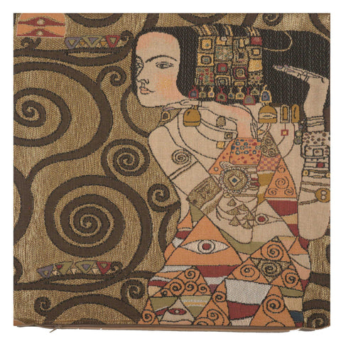 Klimt Or - L'Attente French Tapestry Cushion by Gustav Klimt