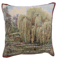 Bridge Monet's Garden  Belgian Tapestry Cushion by Claude Monet