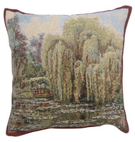 Bridge Monet's Garden  Belgian Tapestry Cushion by Claude Monet