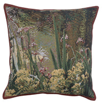 Lively Water Monet's Garden Belgian Tapestry Cushion by Claude Monet