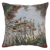 Waterlily Monet's Garden Belgian Tapestry Cushion by Claude Monet