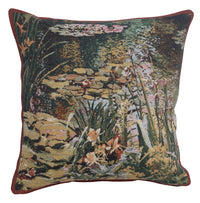 Yellow Flowers Monet's Garden  Belgian Tapestry Cushion by Claude Monet