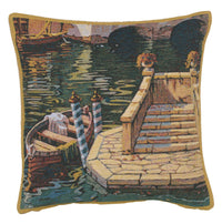 Varenna Reflections Boat Belgian Tapestry Cushion by Robert Pejman
