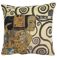 Lebensbaum Expectations Belgian Tapestry Cushion by Gustav Klimt