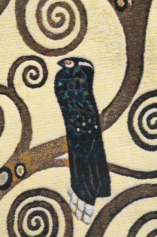 Lebensbaum Bird Belgian Tapestry Cushion by Gustav Klimt
