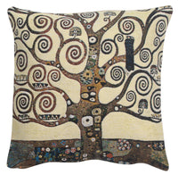 Lebensbaum Tree Belgian Tapestry Cushion by Gustav Klimt