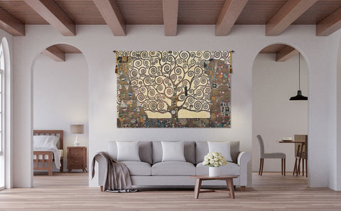 Lebensbaum- Kiss Belgian Tapestry Wall Hanging by Gustav Klimt